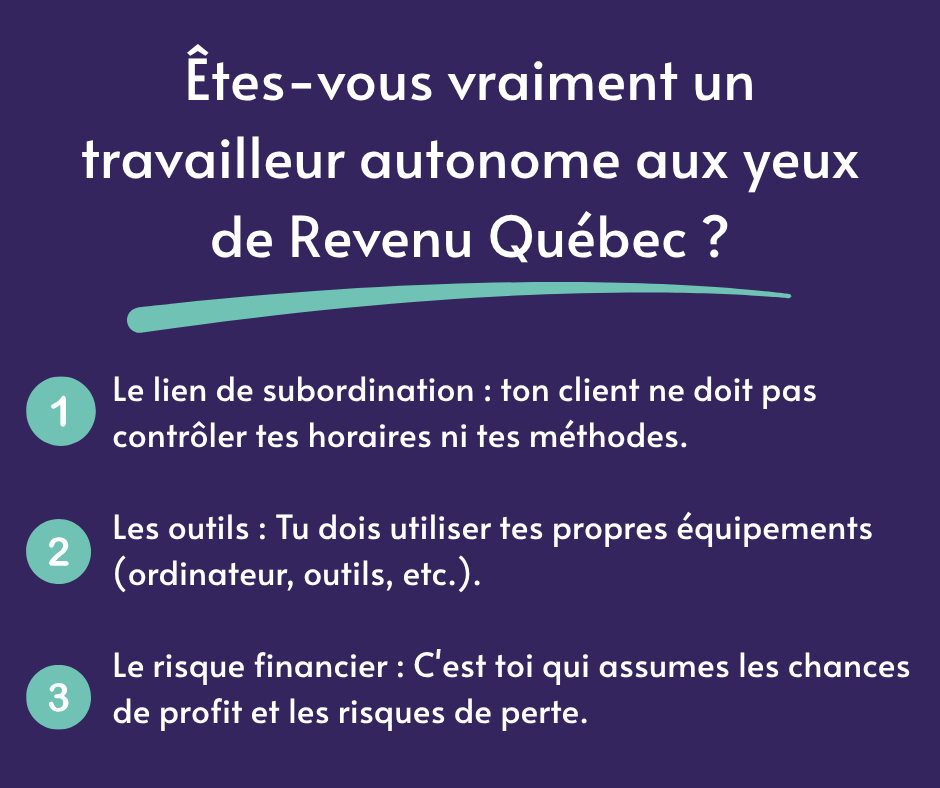 Les 3 critères de base pour être travailleur autonome