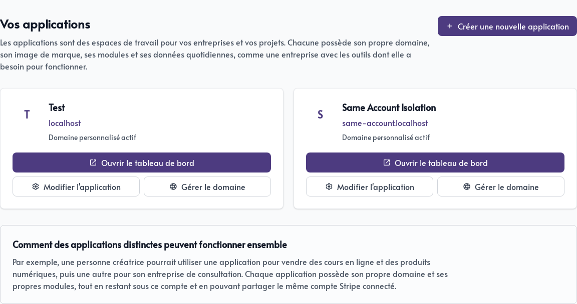 Liste des applications d&rsquo;un compte Parle