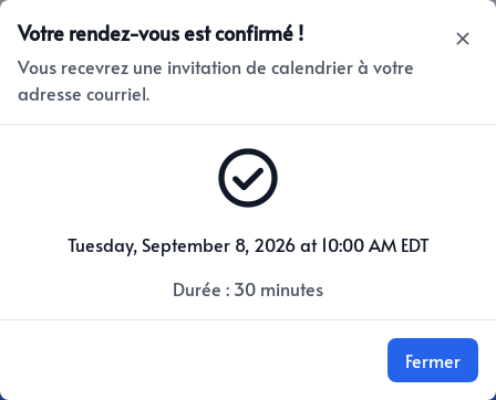Confirmation de la réservation