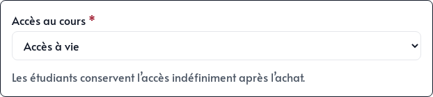 Choix de la durée d’accès au cours