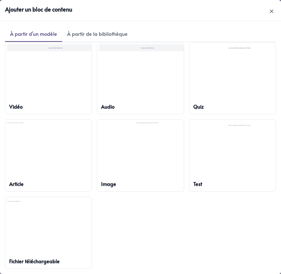 Modèles de blocs disponibles pour une leçon