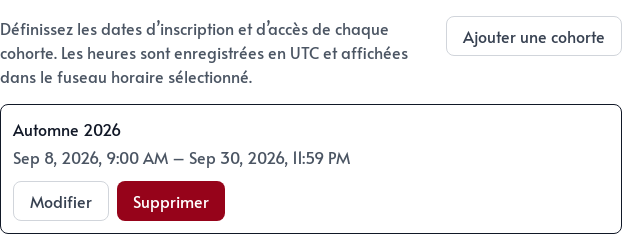 Cohorte ajoutée au cours