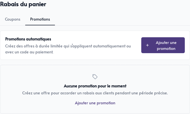 Liste des promotions automatiques