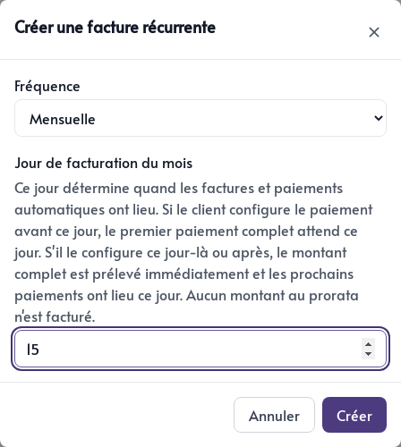Conversion en facture récurrente