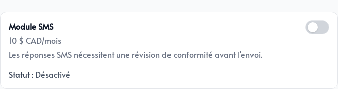 Activation du module SMS