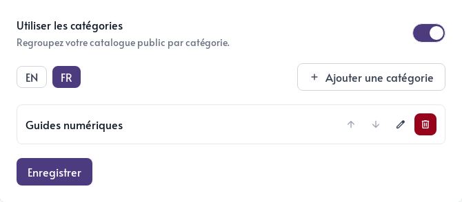 Catégories de la boutique