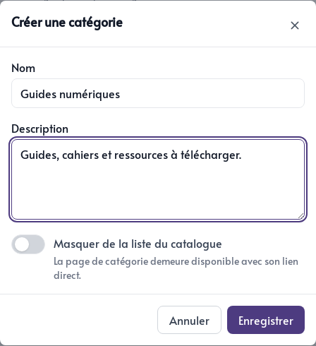 Création d&rsquo;une catégorie