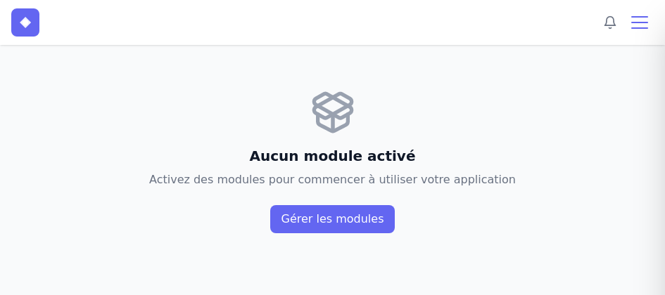 Tableau de bord vide &ndash; aucun module activé