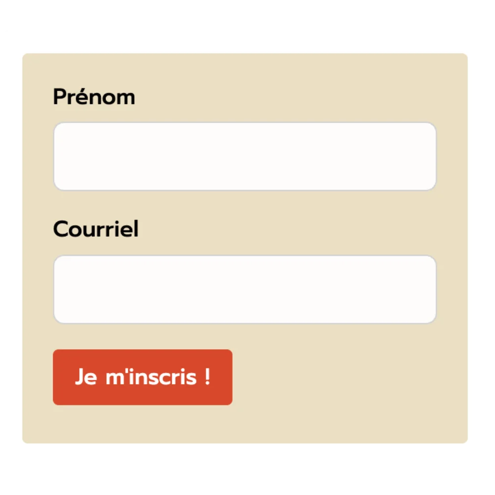 Formulaire d’inscription créé avec Parle